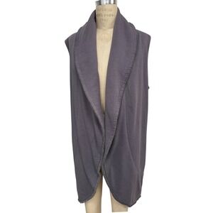 Bryn Walker Bamboo Organic Cotton Fleece Vest Size S Purple Gray Made in USA